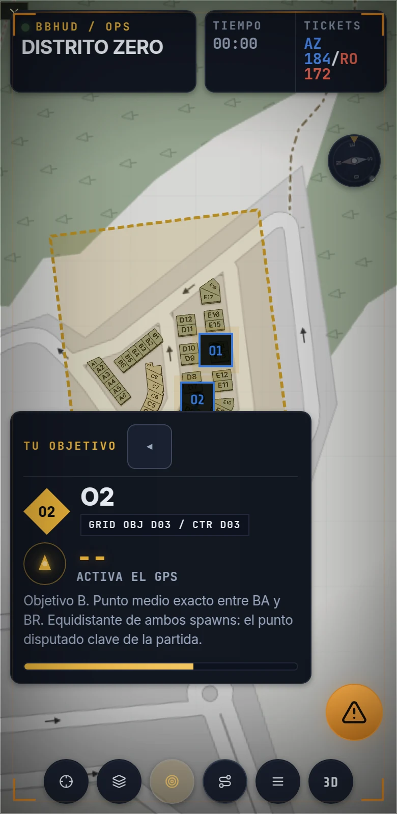 Vista real de team leader en BBHUD. Órdenes, rutas y control de tu escuadra.