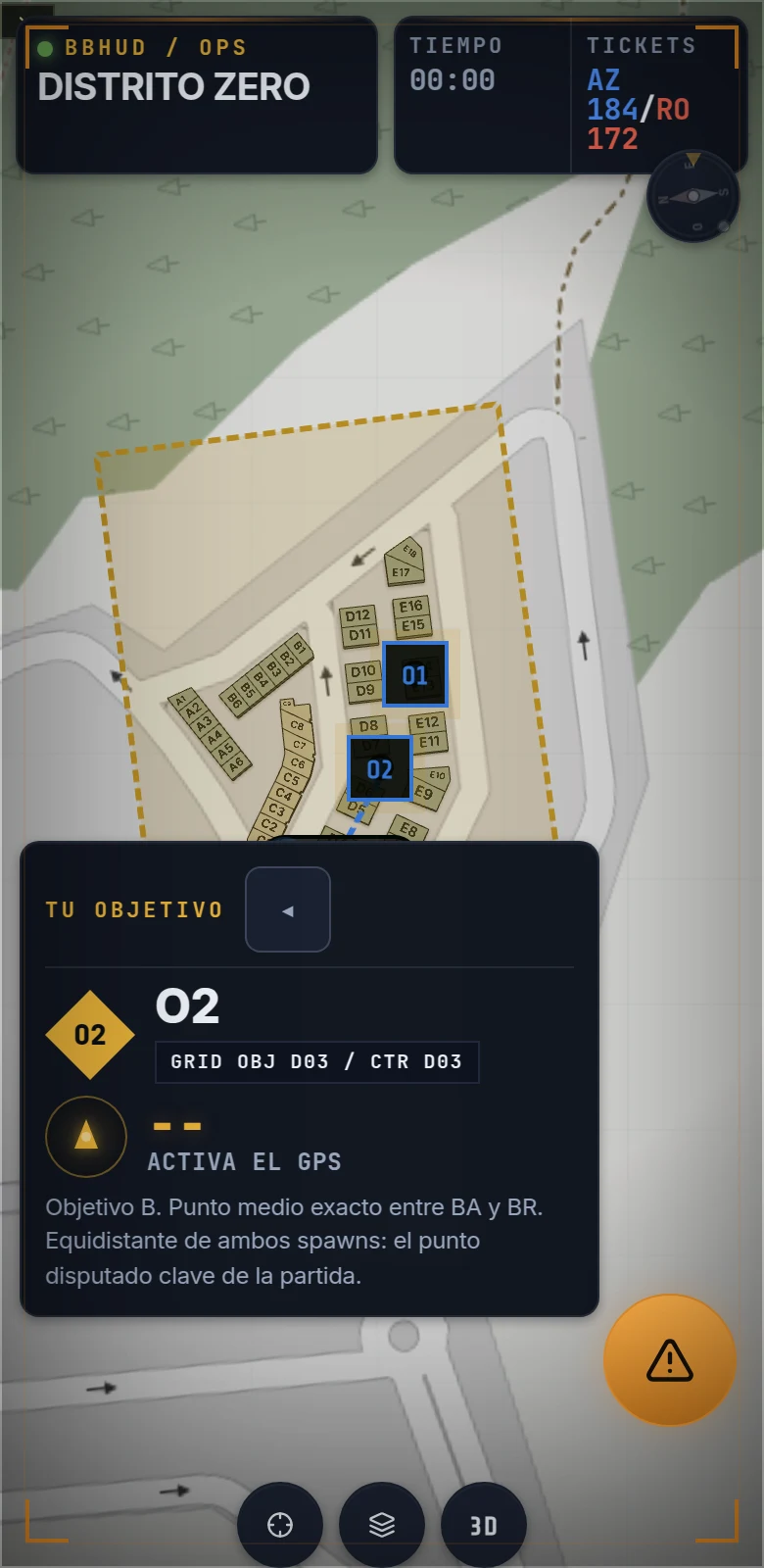 Vista real de soldado en BBHUD. Tu misión, tu escuadra y tus contactos.